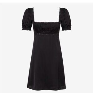 NWT Rumored Napa Valley Mini Dress Black
Large Puff Sleeve Silky Lace Trim